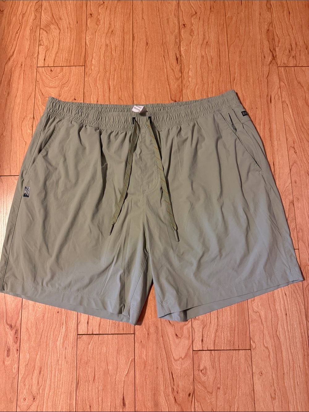 RHONE Light Olive Green Athletic Shorts with Elastic Waist
